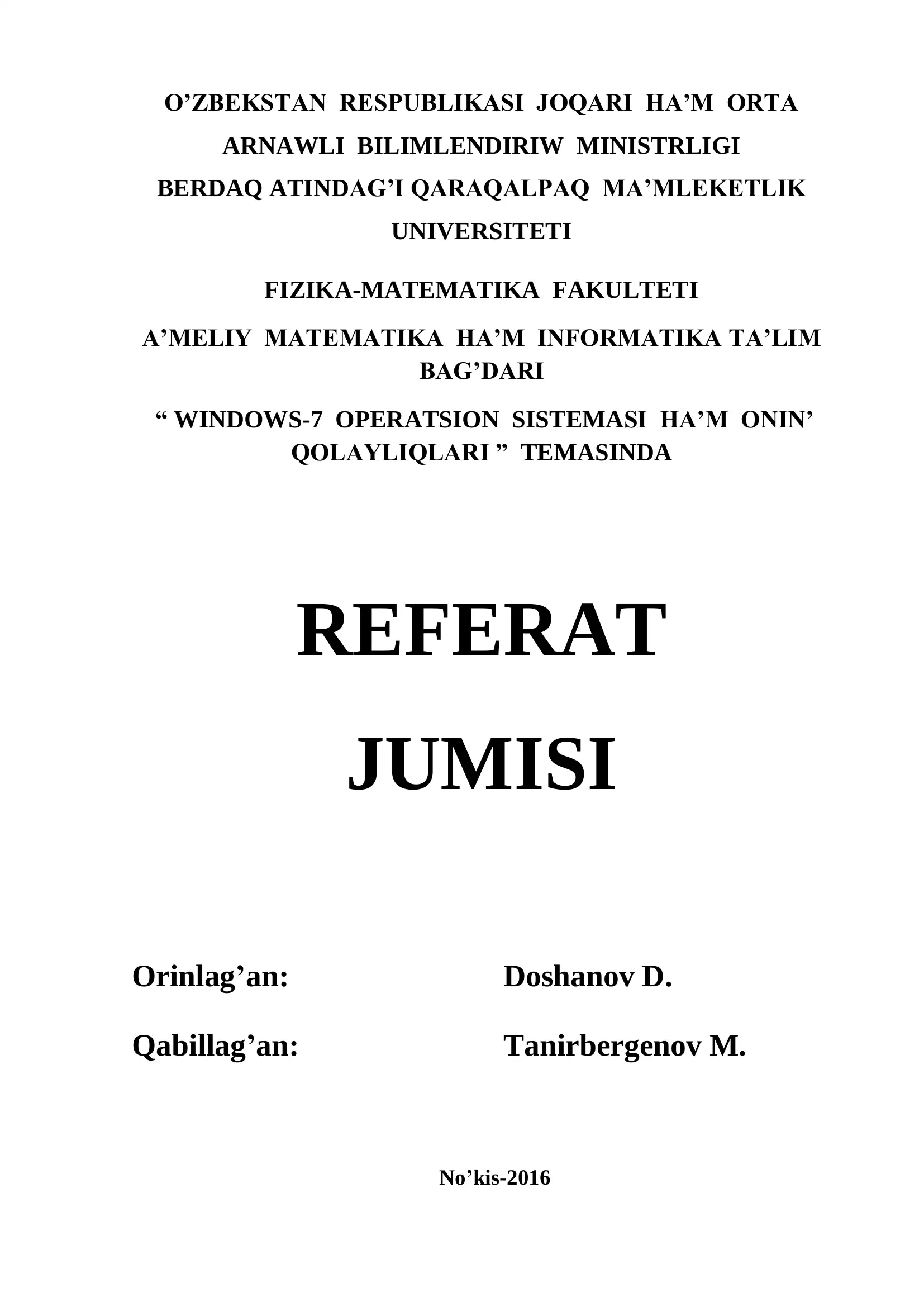 FIZIKA-MATEMATIKA FAKULTETI