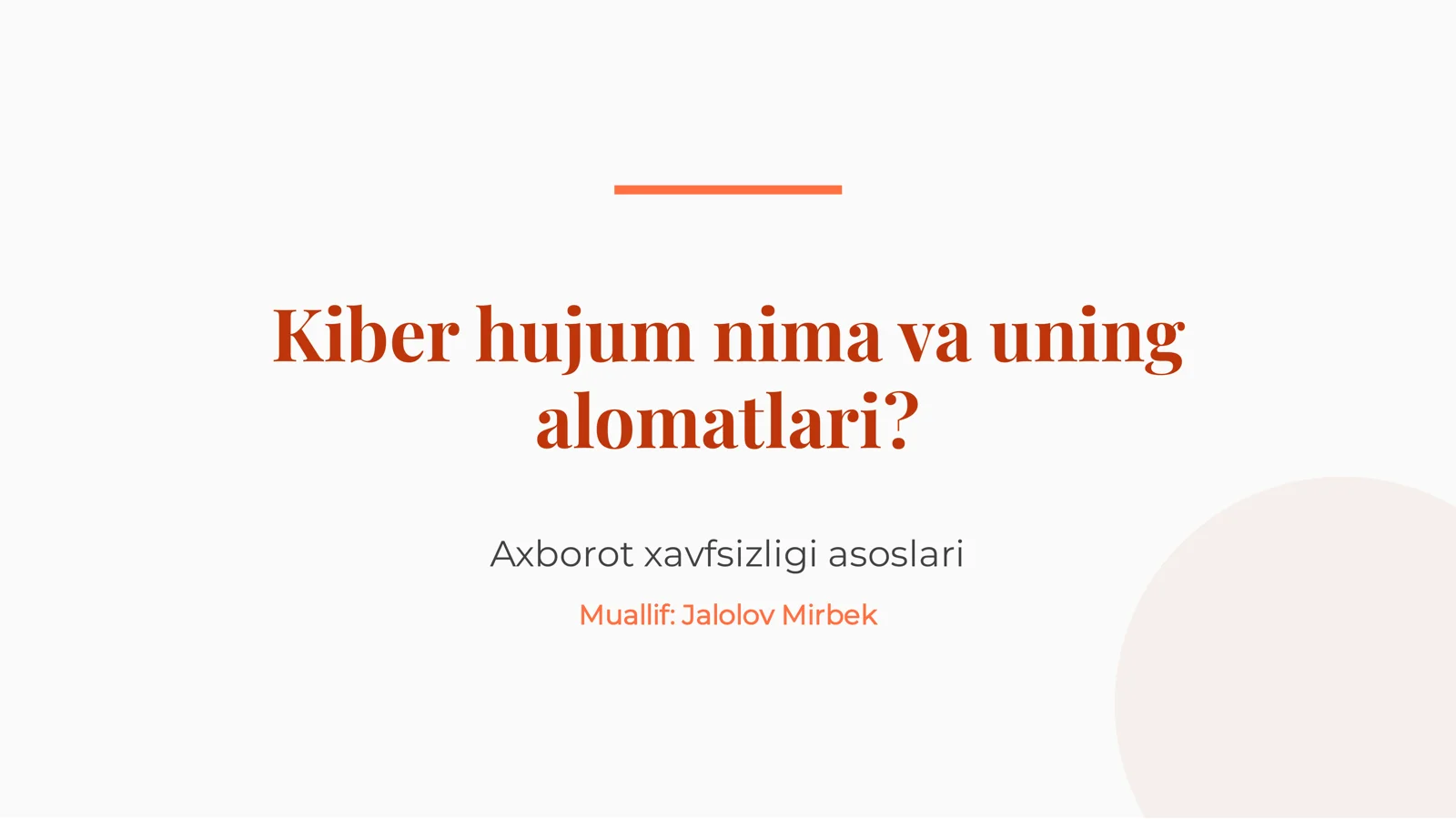 Kiber hujum nima va uning alomatlari?