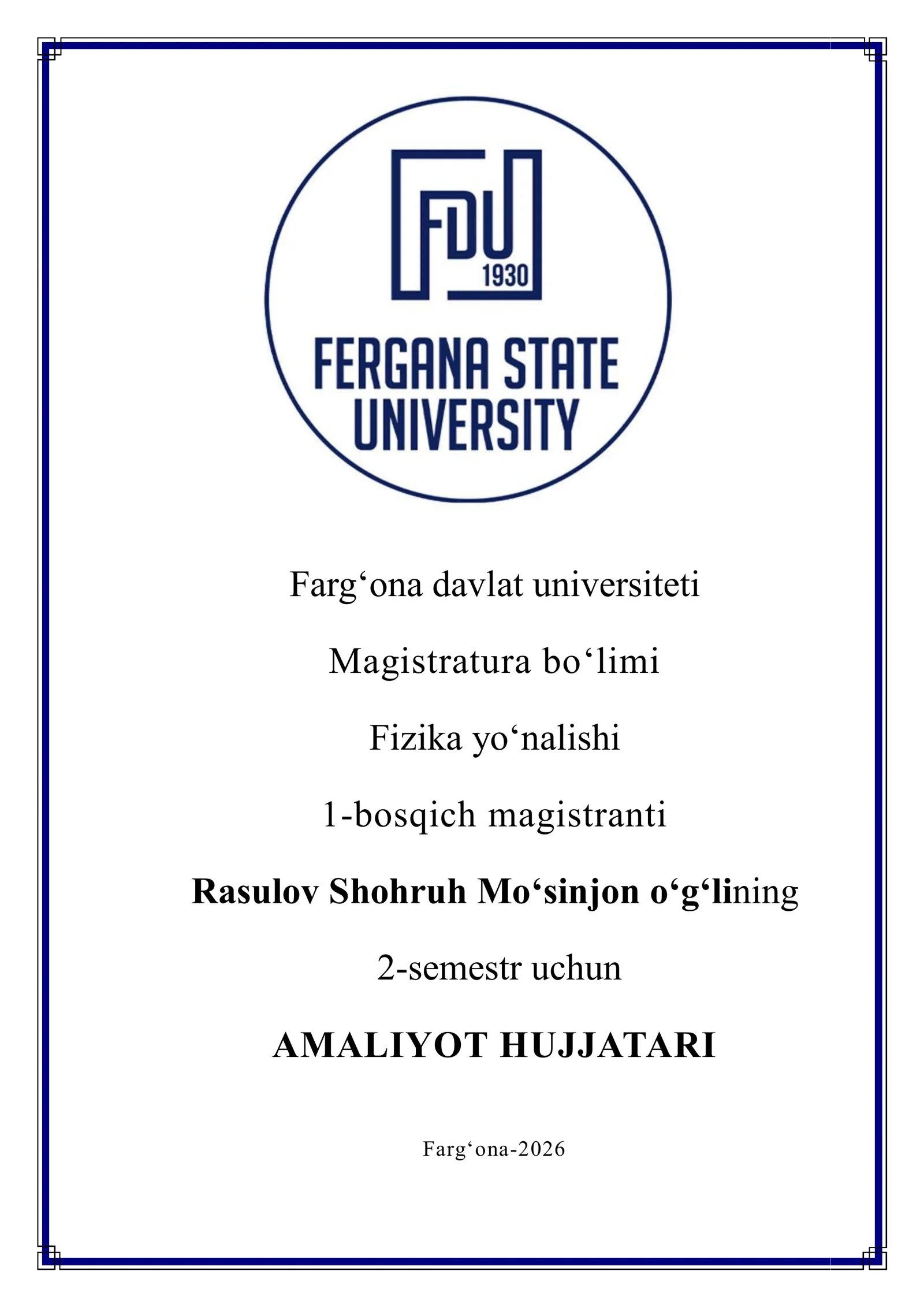 AMALIYOT HUJJATARI