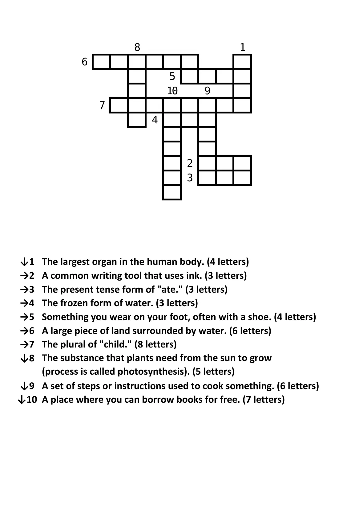 "Crossword" English Easy Level №3