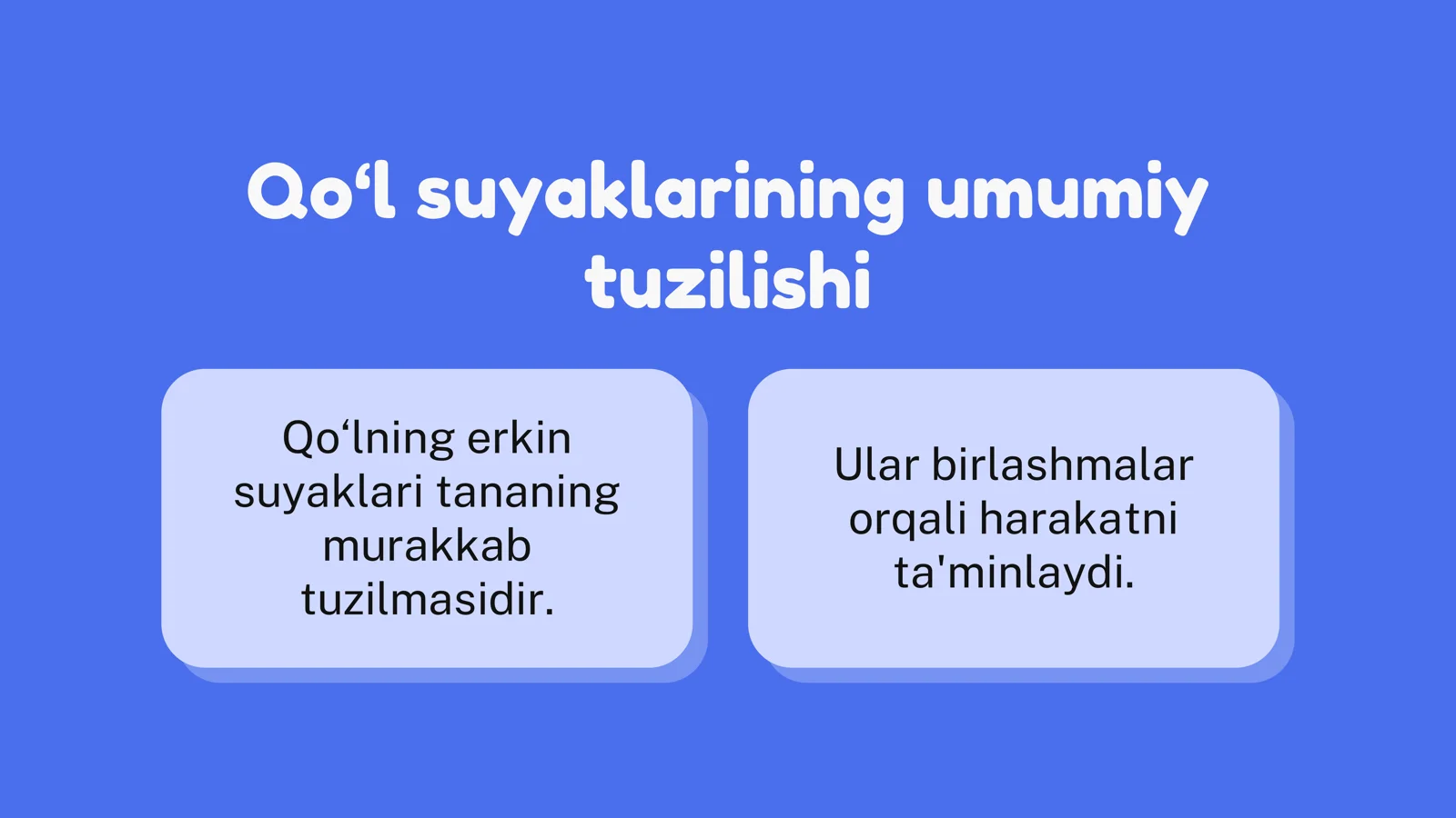Qo‘l suyaklarining umumiy tuzilishi