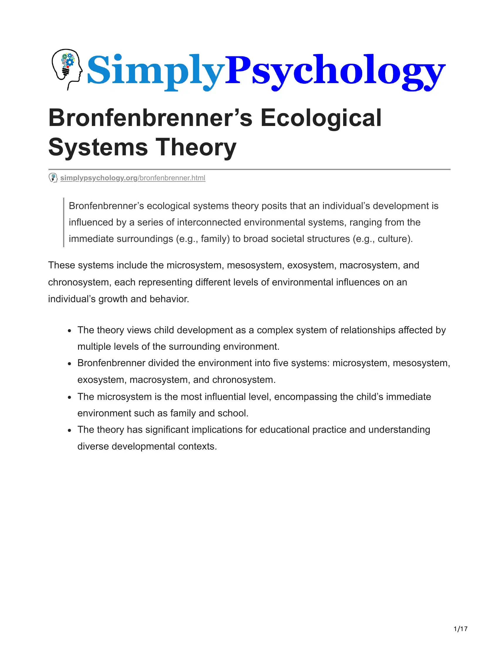 Bronfenbrenner's Ecological Systems Theory