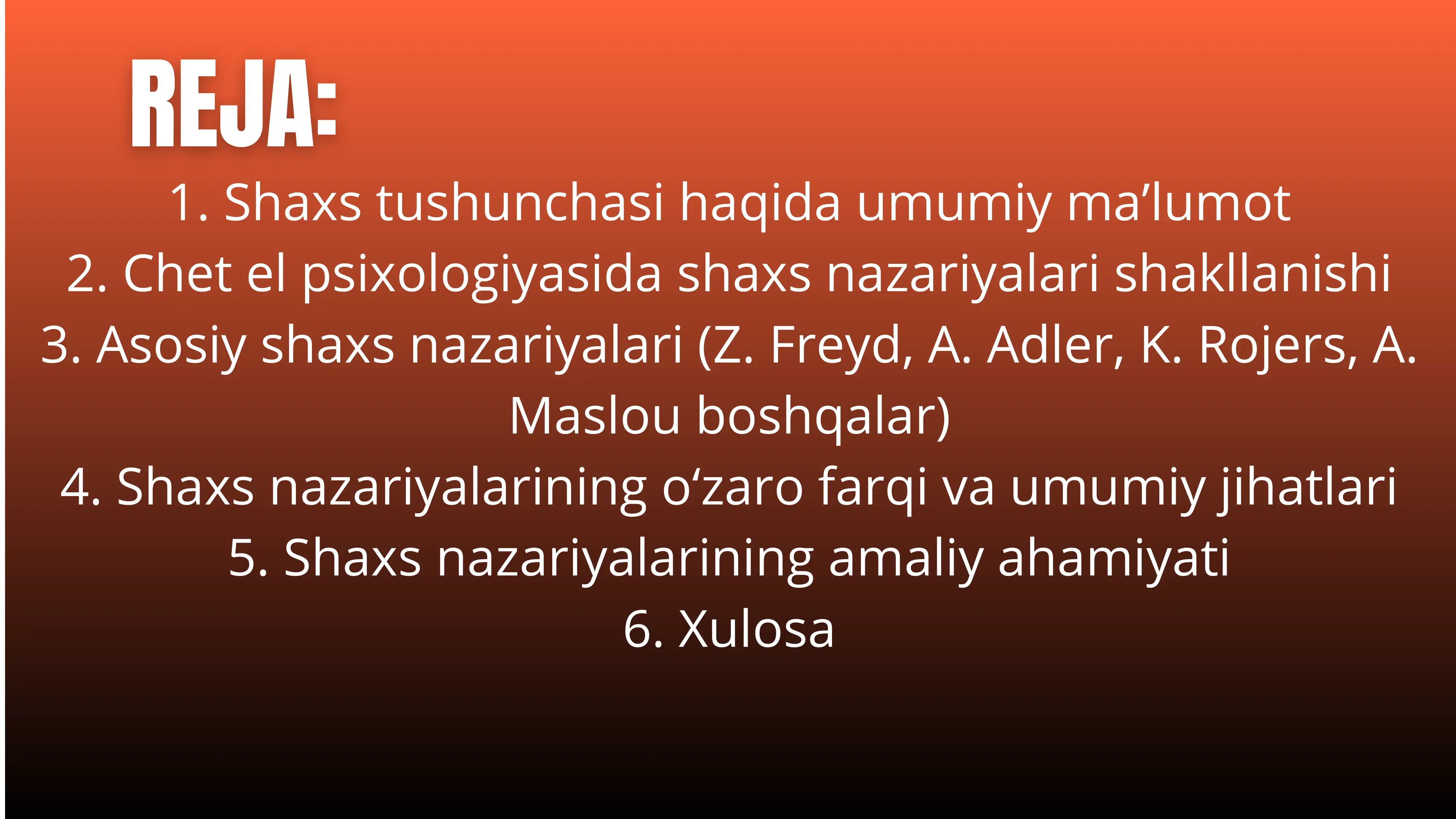 Chet el psixologiyasida shaxs nazariyasi
