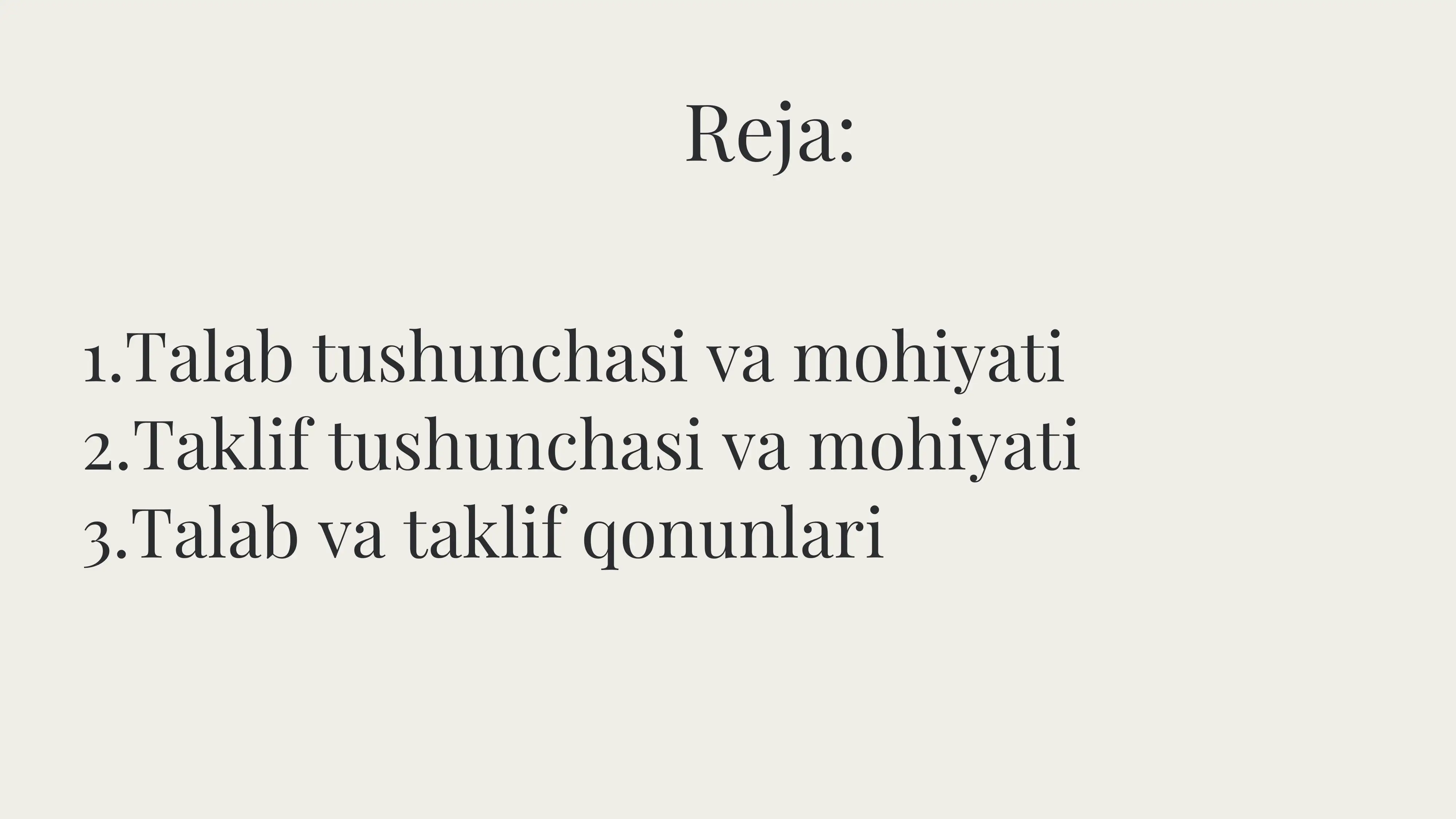 Talab va taklif