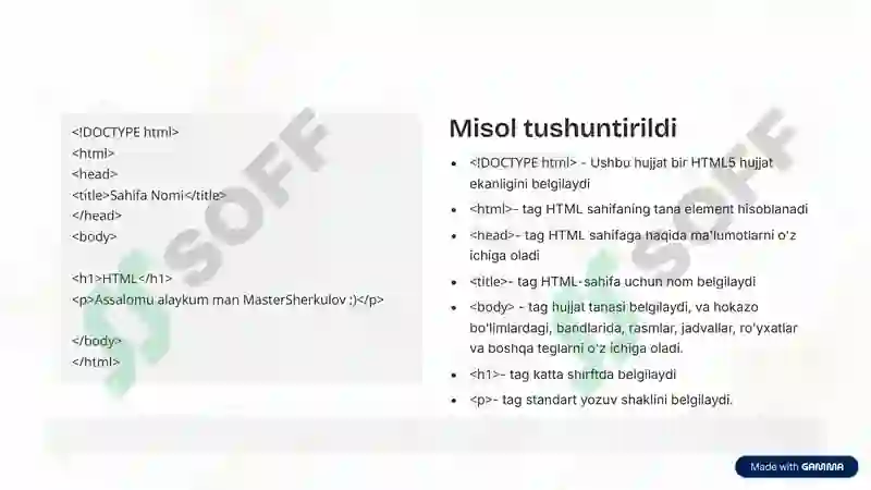 HTML haqida tuliq slayd