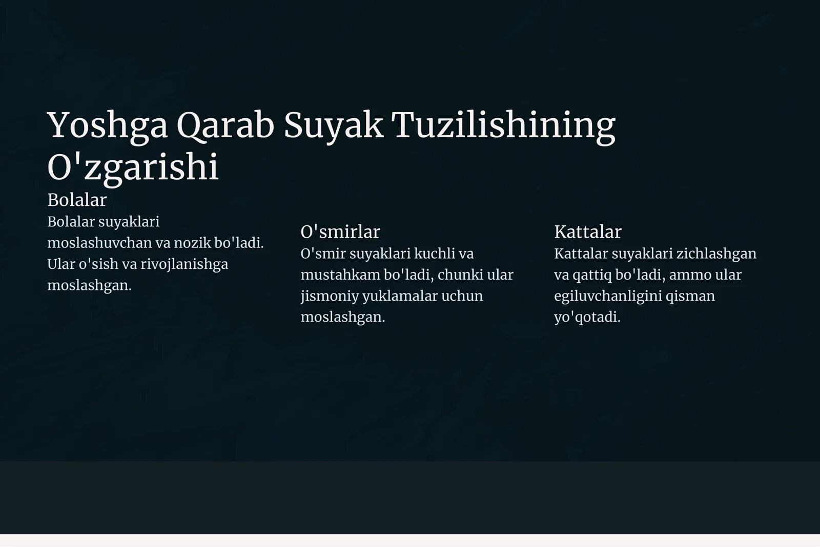 Suyak Rivojlanishi va Yosh