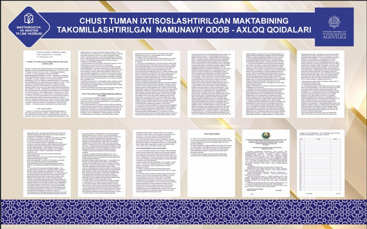 TAKOMILLASHTIRILGAN  NAMUNAVIY ODOB - AXLOQ QOIDALARI