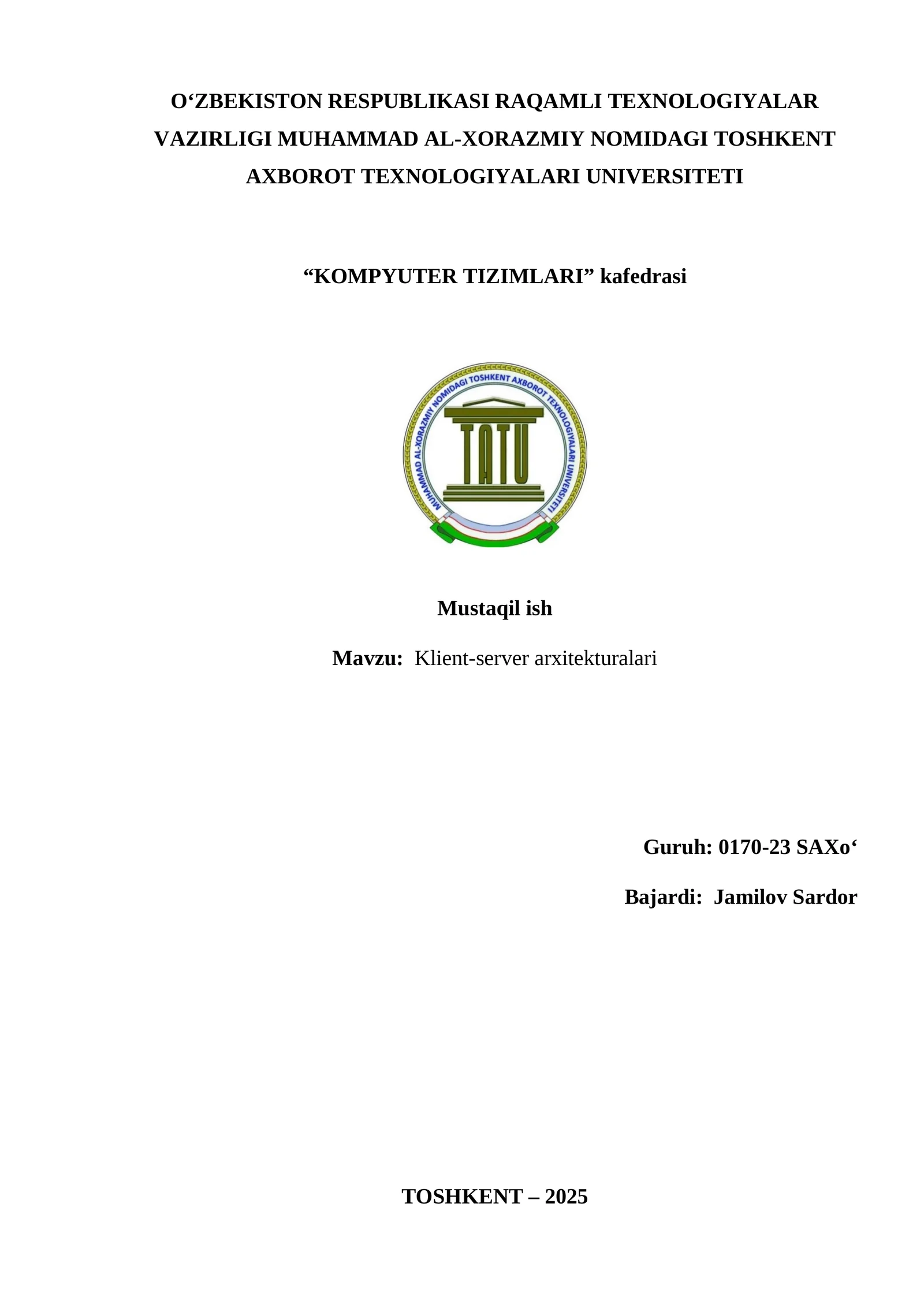 Klient-server arxitekturalari