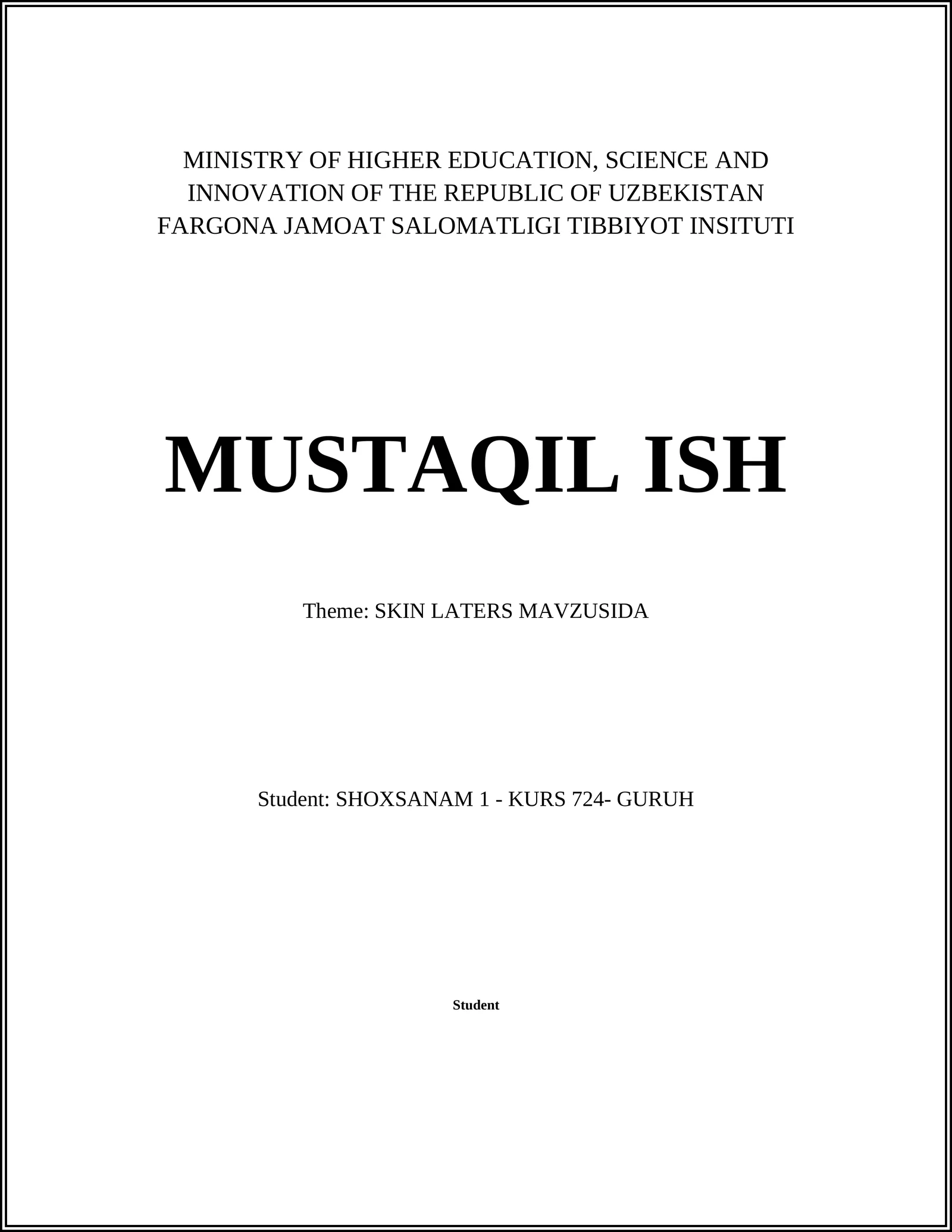 SKIN LATERS MAVZUSIDA