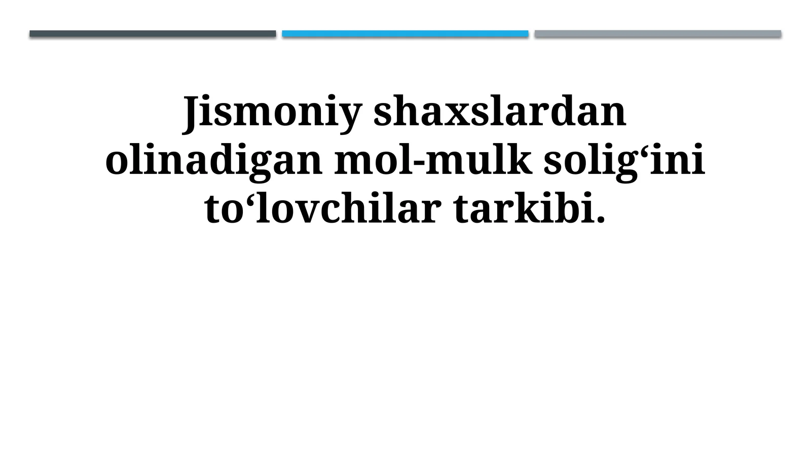 Jismoniy shaxslardan olinadigan mol-mulk soligʻini to‘lovchilar tarkibi