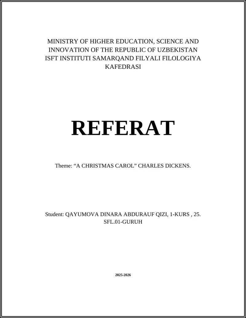 "A CHRISTMAS CAROL" CHARLES DICKENS