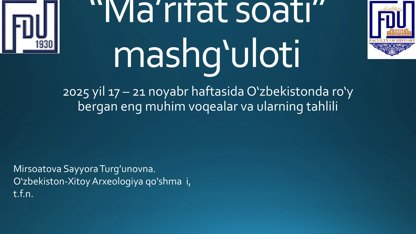 Ma’rifat soati mashg‘uloti
