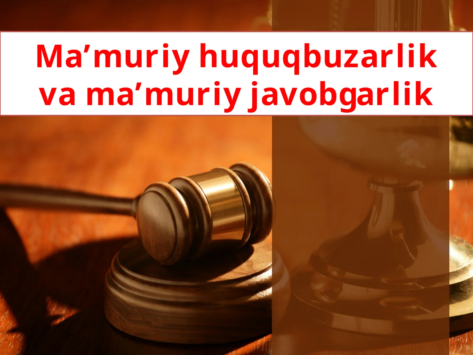 Ma’muriy huquq buzilishi va ma’muriy javobgarlik
