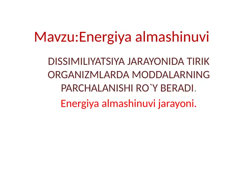 Energiya almashinuvi