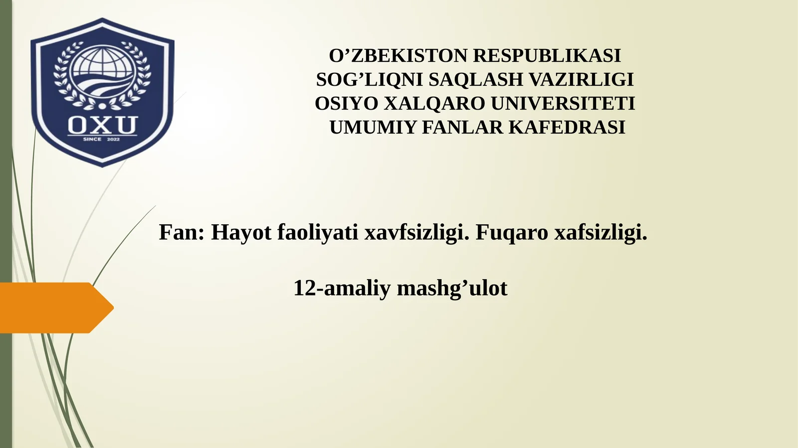 BAKTERIOLOGIK (BIOLOGIK) VOSITALAR BILAN ZARARLANGAN O‘CHOQDA EPIDEMIYAGA QARSHI CHORA-TADBIRLAR