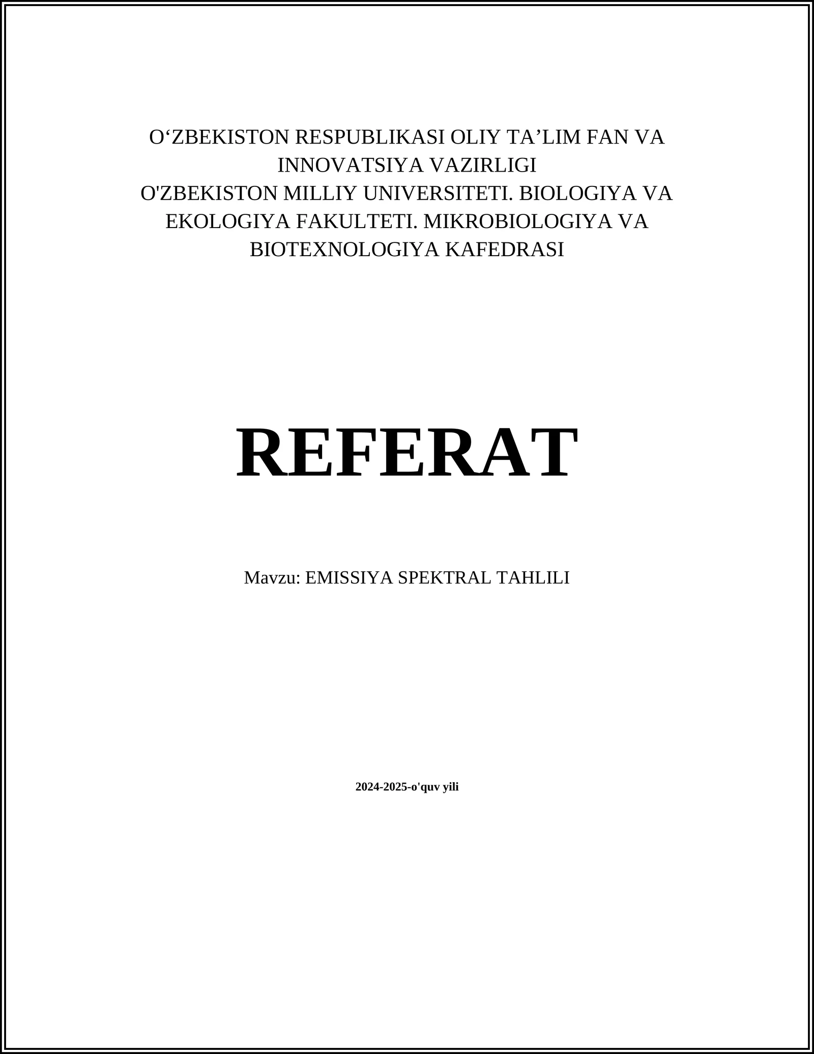 EMISSIYA SPEKTRAL TAHLILI
