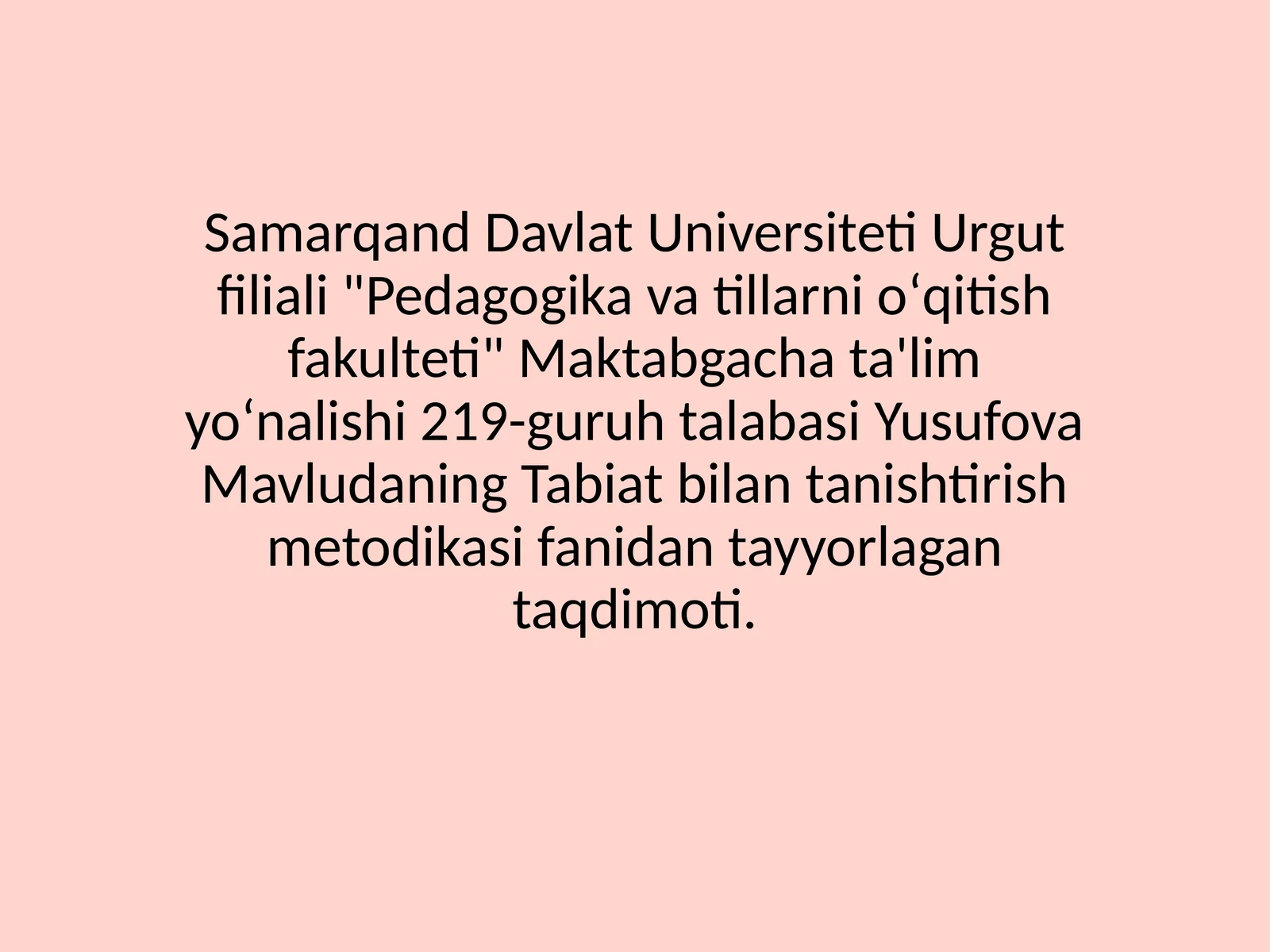 oʻrta guruhda tabiatga oid oʻyinlarni tashkil etishning mashgʻulot ishlanmalarini tuzish
