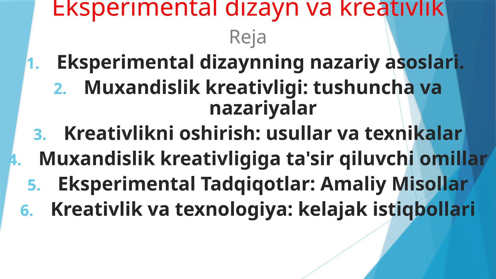 Eksperimentaldizayn va kreativlik