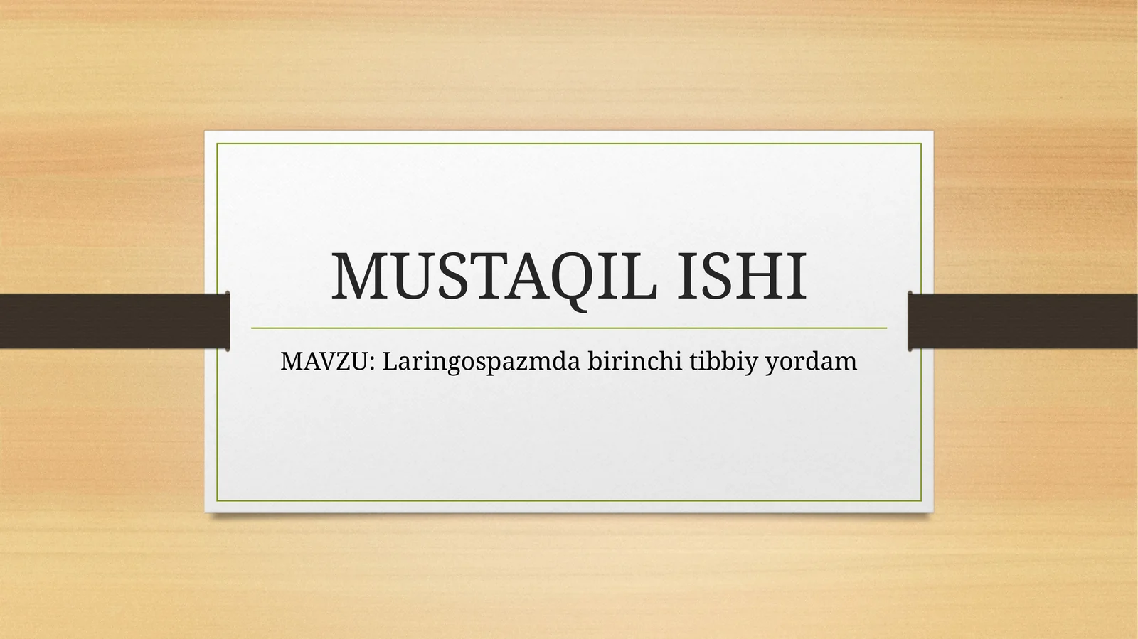Laringospazmda birinchi tibbiy yordam