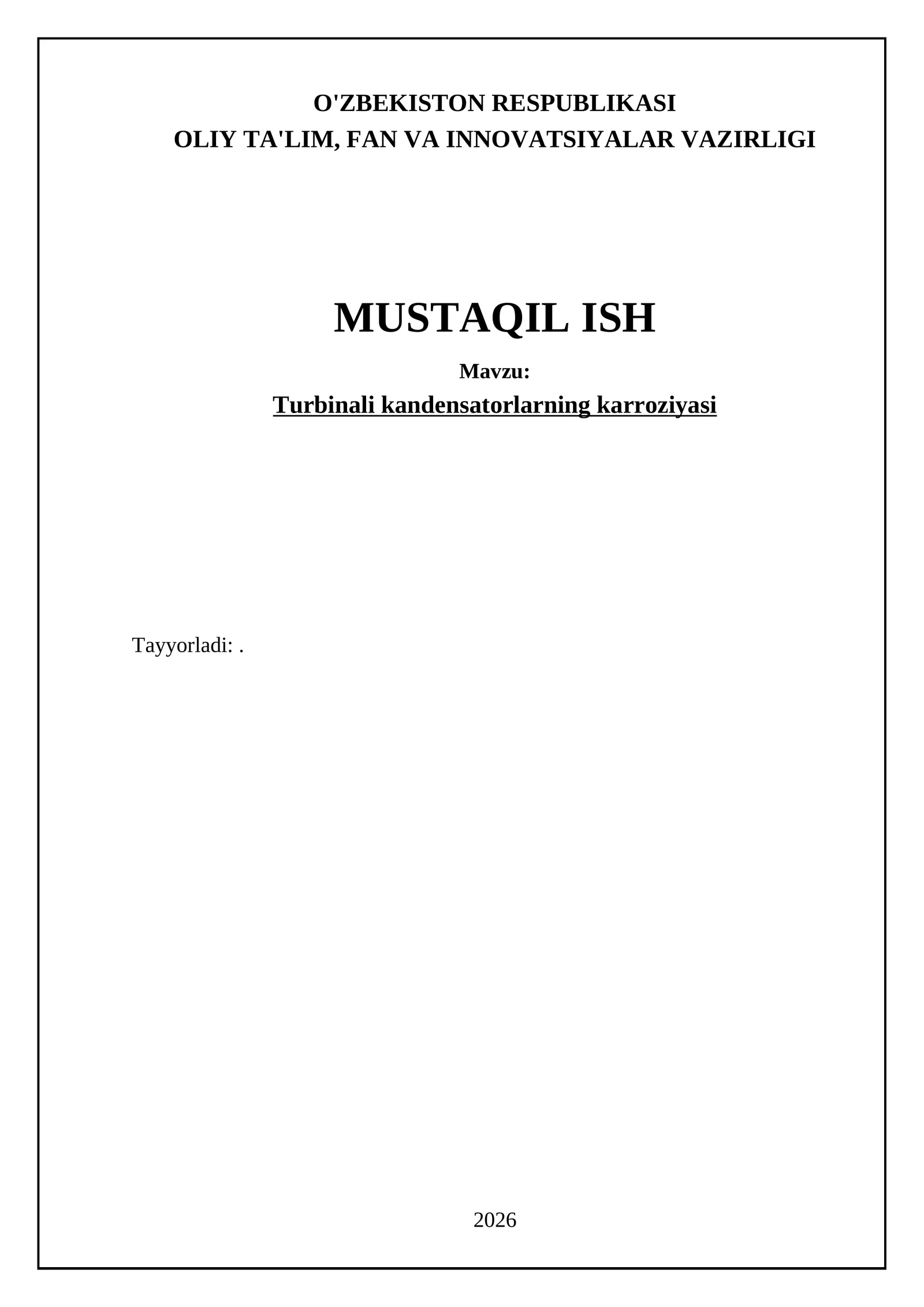 Turbinali kandensatorlarning karroziyasi