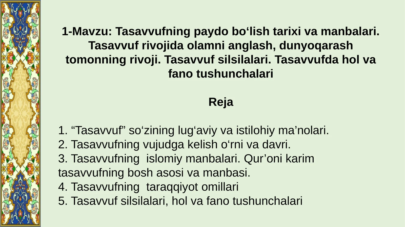 Tasavvufning Paydo Bo'lish Tarixi va Manbalari