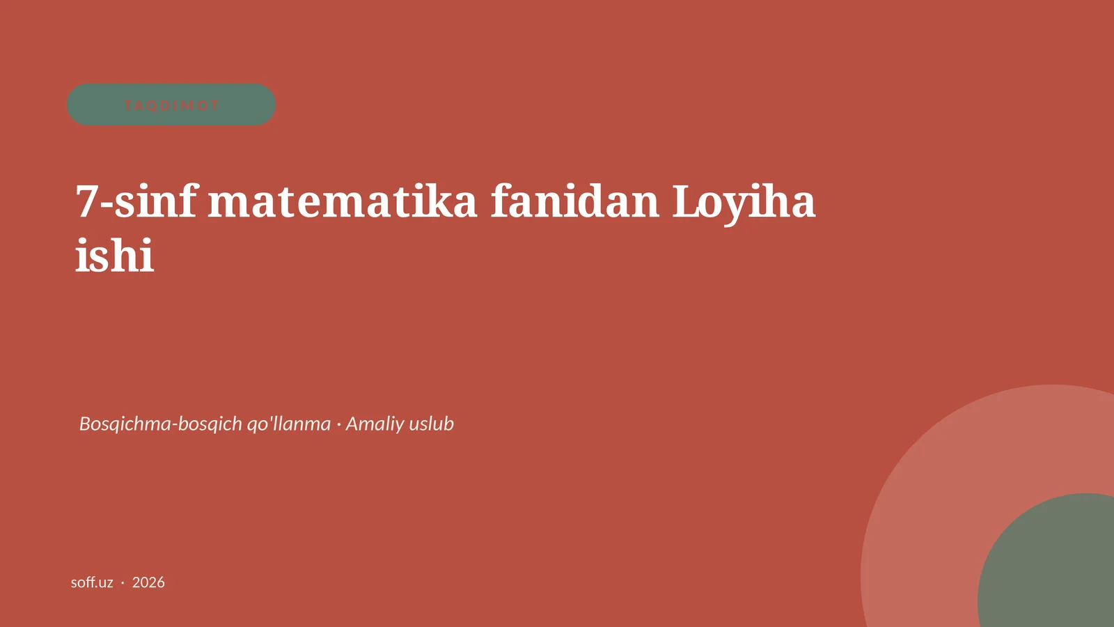 7-sinf matematika fanidan Loyiha ishi