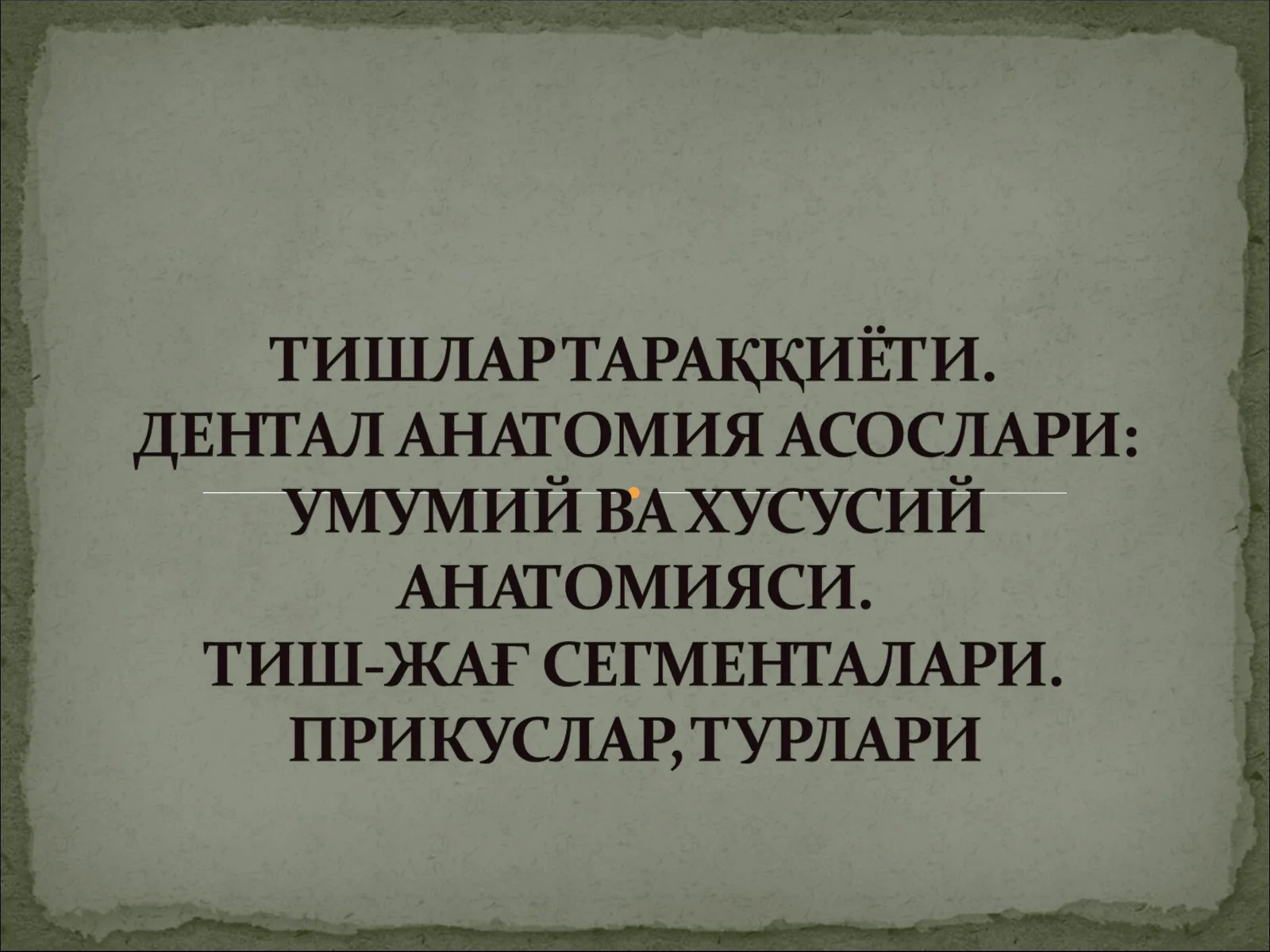 Тишларнинг хусусий анатомияси