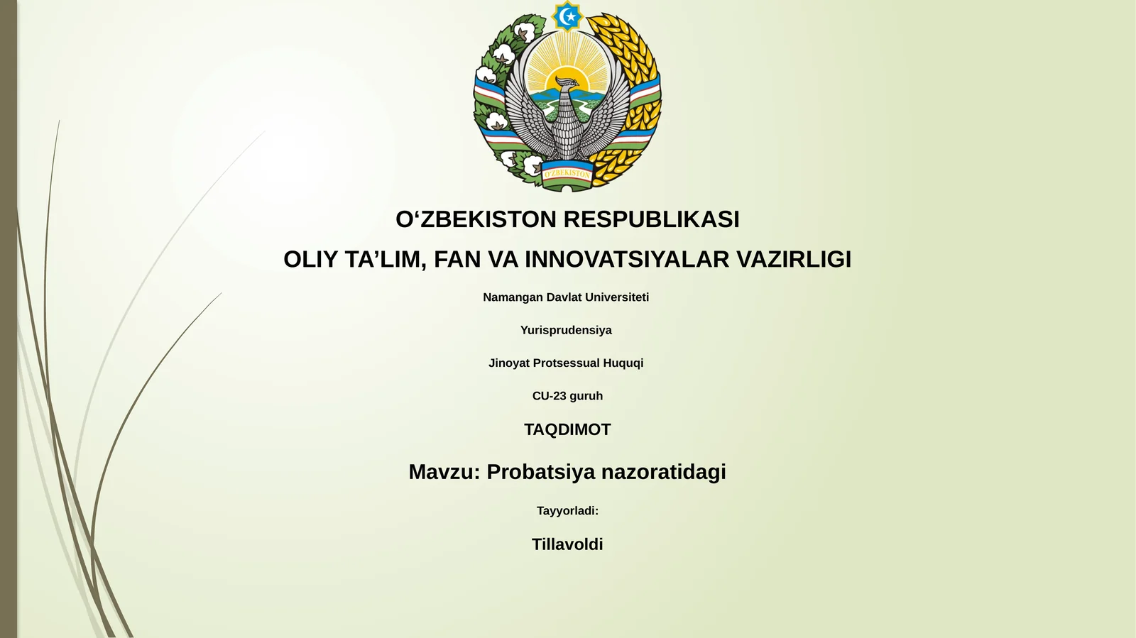 Probatsiya nazoratidagi shaxslarning ijtimoiy-psixologik qiyofasi
