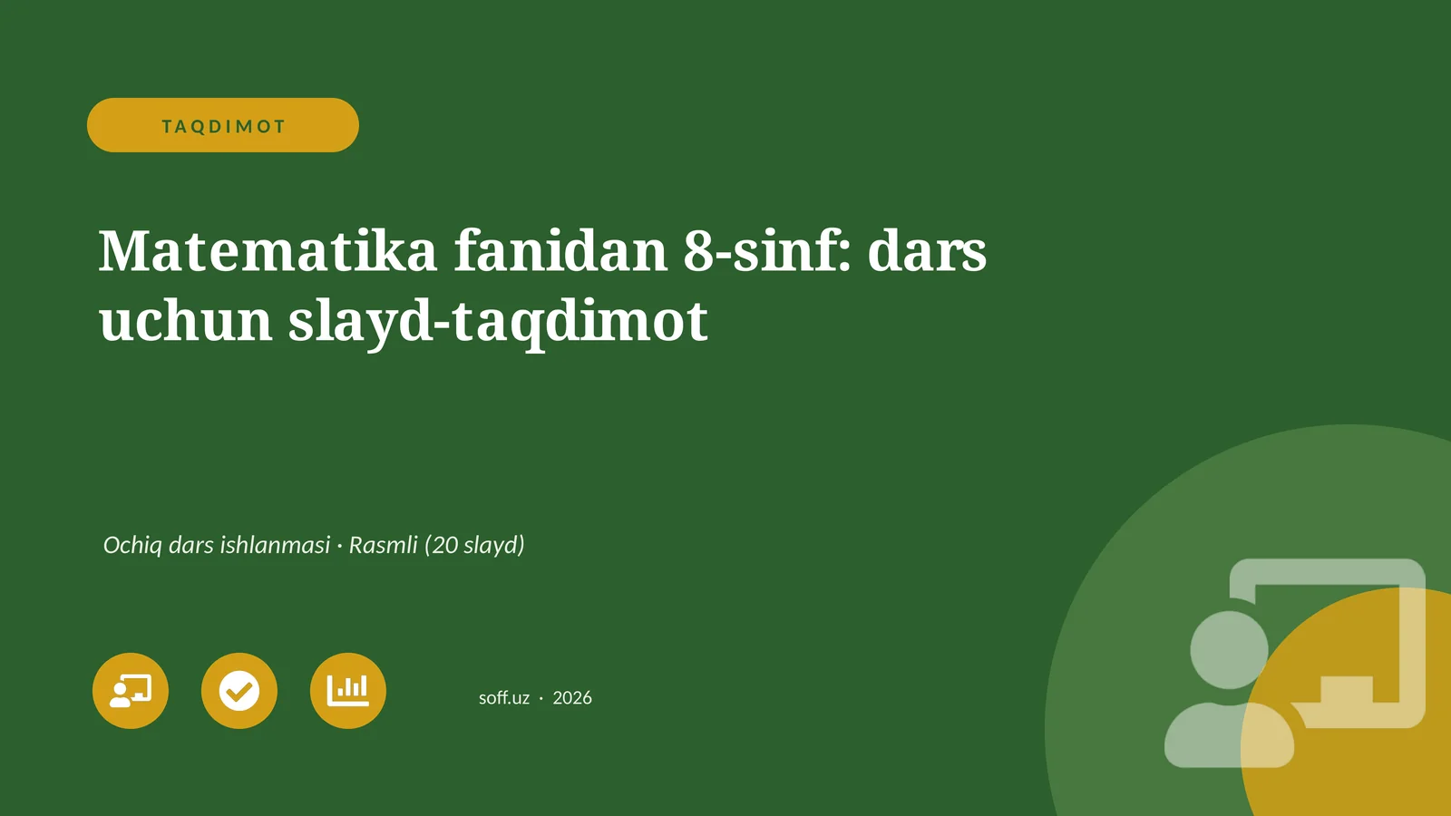 Matematika fanidan 8-sinf: dars uchun slayd-taqdimot