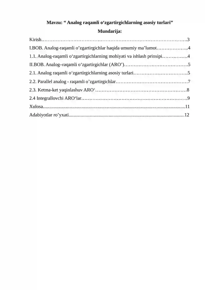 Analog-raqamli o‘zgartirgichlar