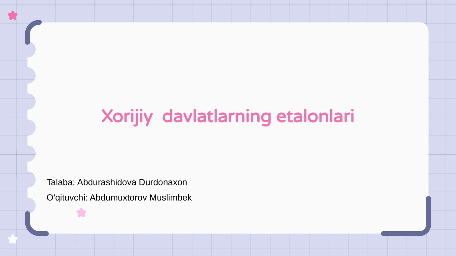 Xorijiy davlatlarning etalonlari