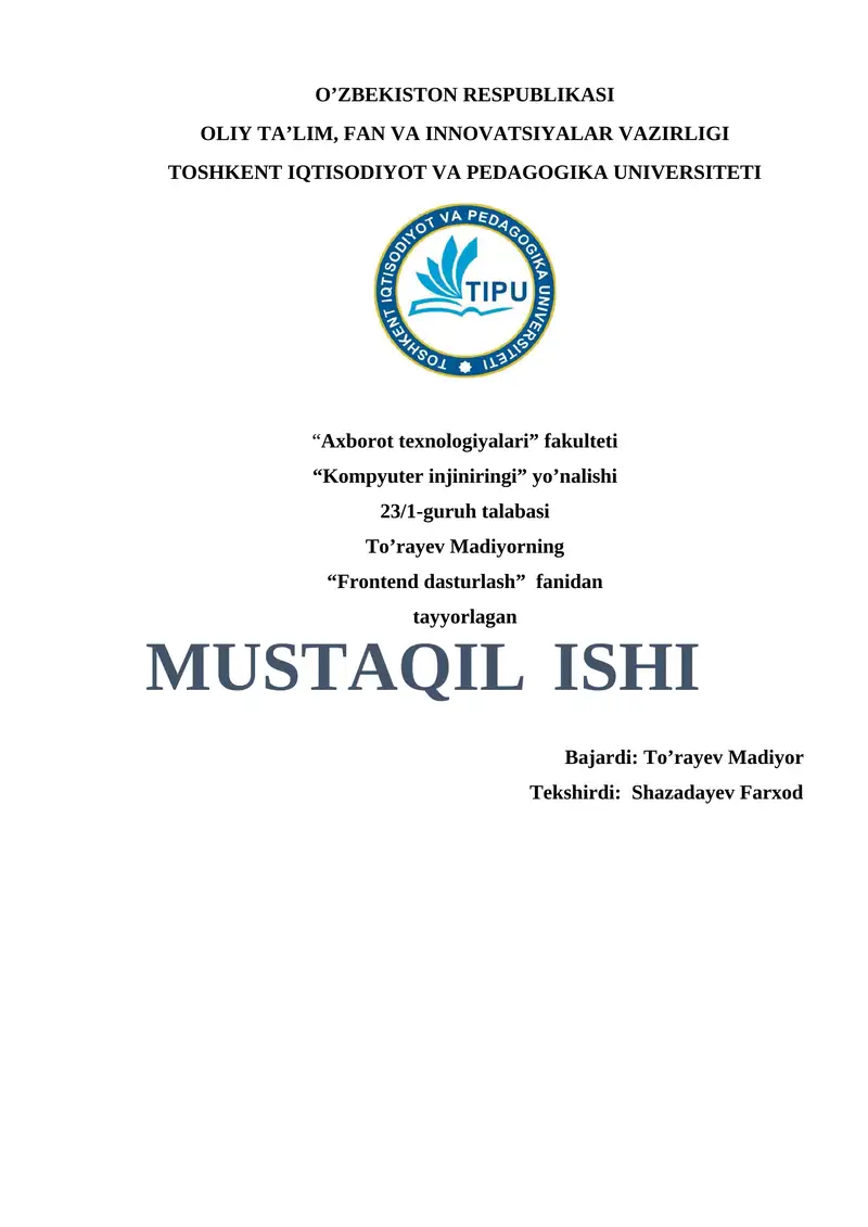 Frontend dasturlash