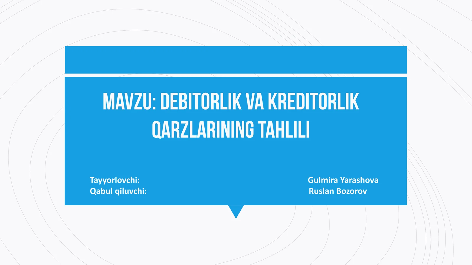 Debitorlik va kreditorlik qarzlarining tahlili