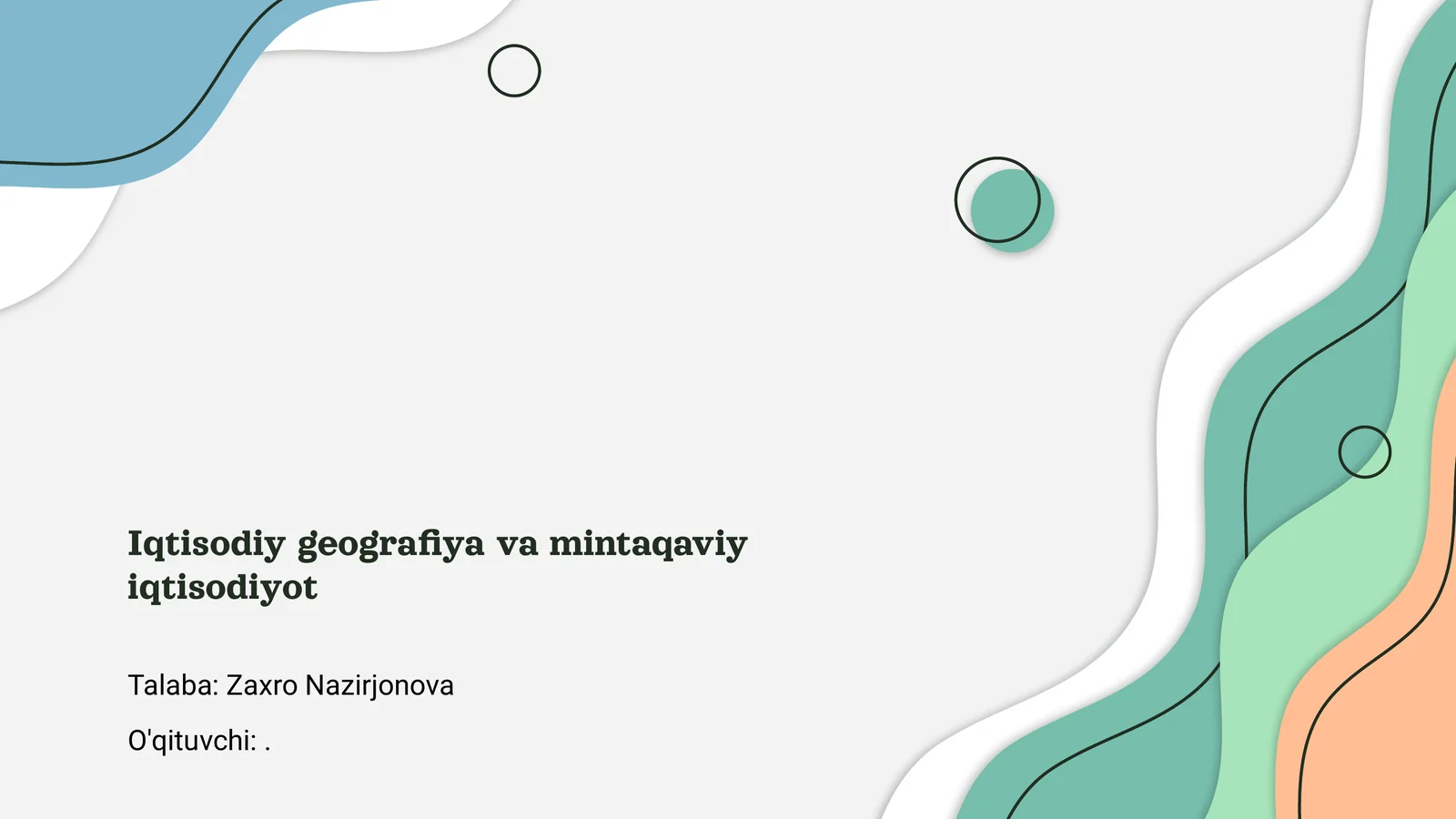 Iqtisodiy geografiya va mintaqaviy iqtisodiyot