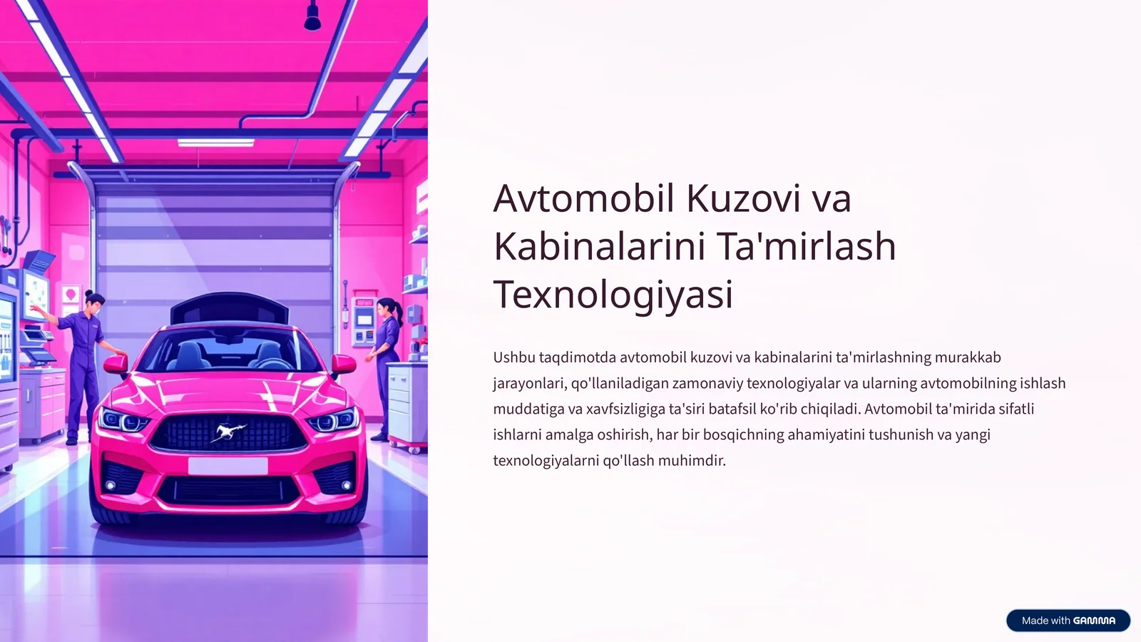 Avtomobil Kuzovi va Kabinalarini Ta'mirlash Texnologiyasi
