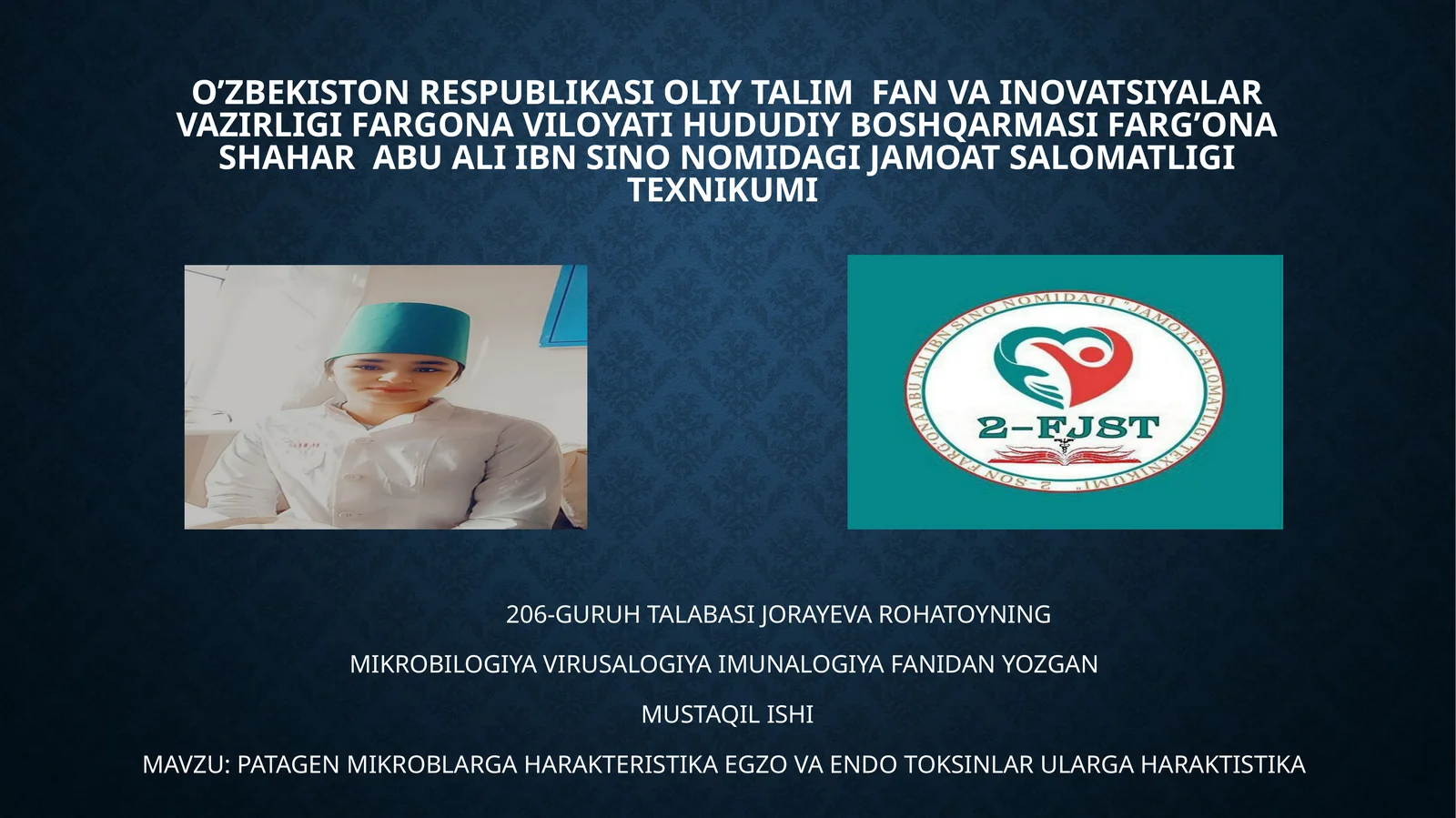 PATAGEN MIKROBLARGA HARAKTERISTIKA EGZO VA ENDO TOKSINLAR ULARGA HARAKTISTIKA