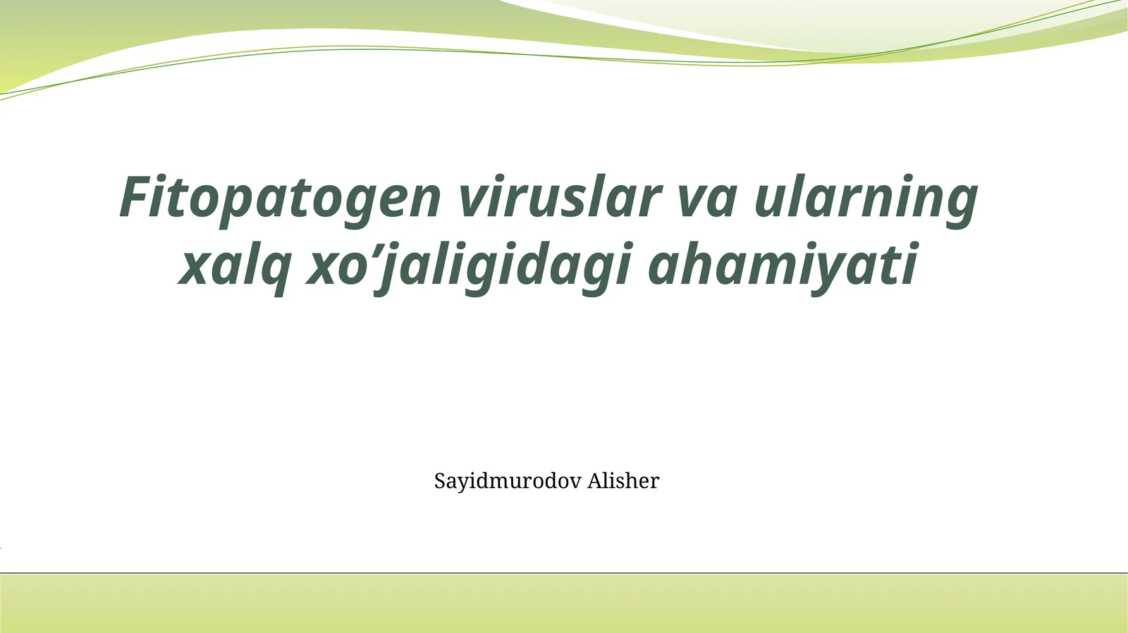 Fitopatogen viruslar va ularning xalq xo’jaligidagi ahamiyati