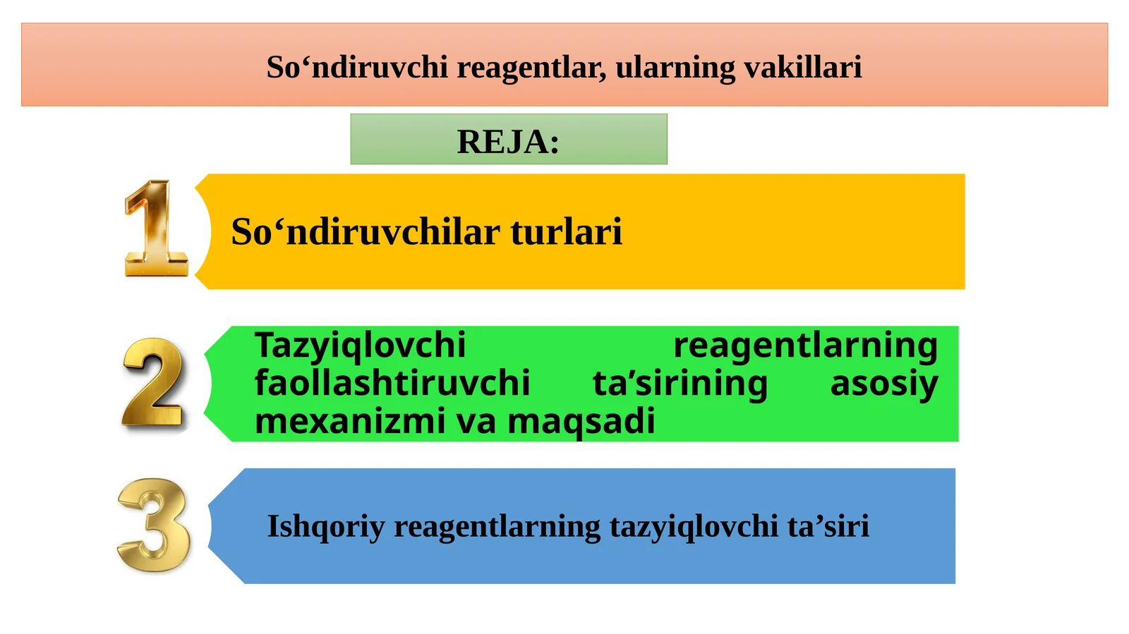 So‘ndiruvchi reagentlar, ularning vakillari