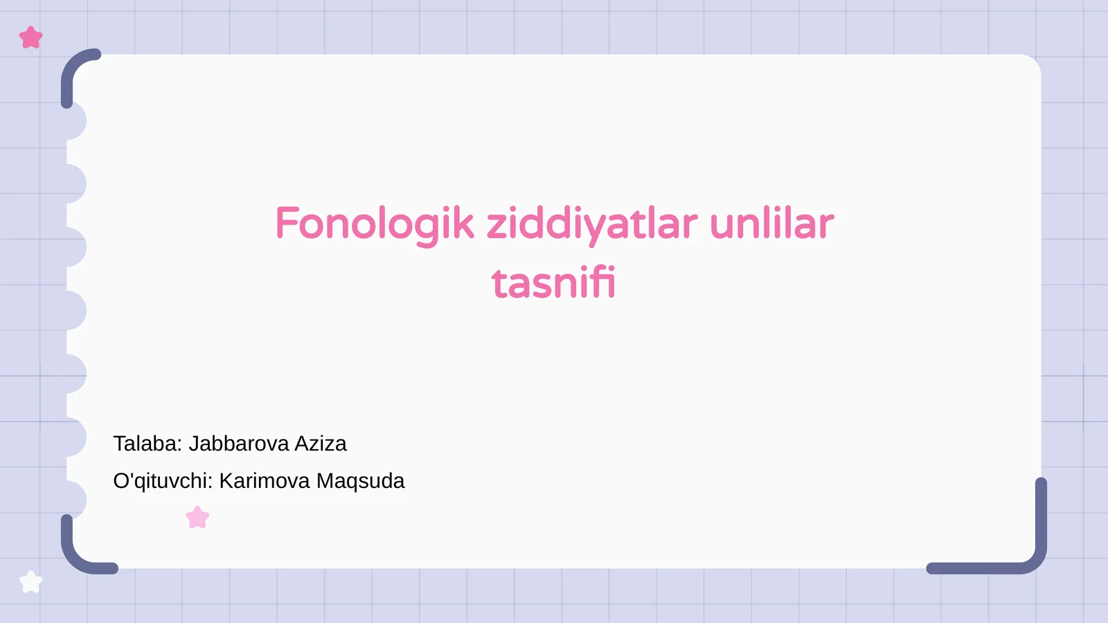 Fonologik ziddiyatlar unlilar tasnifi