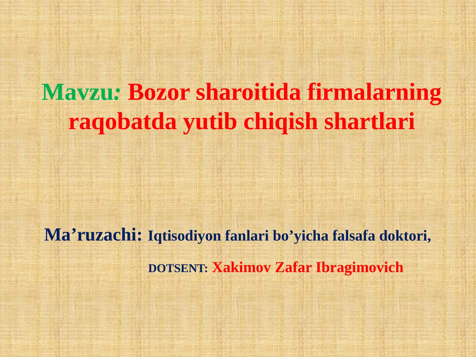 Bozorsharoitidafirmalarningraqobatdayutibchiqishshartlari