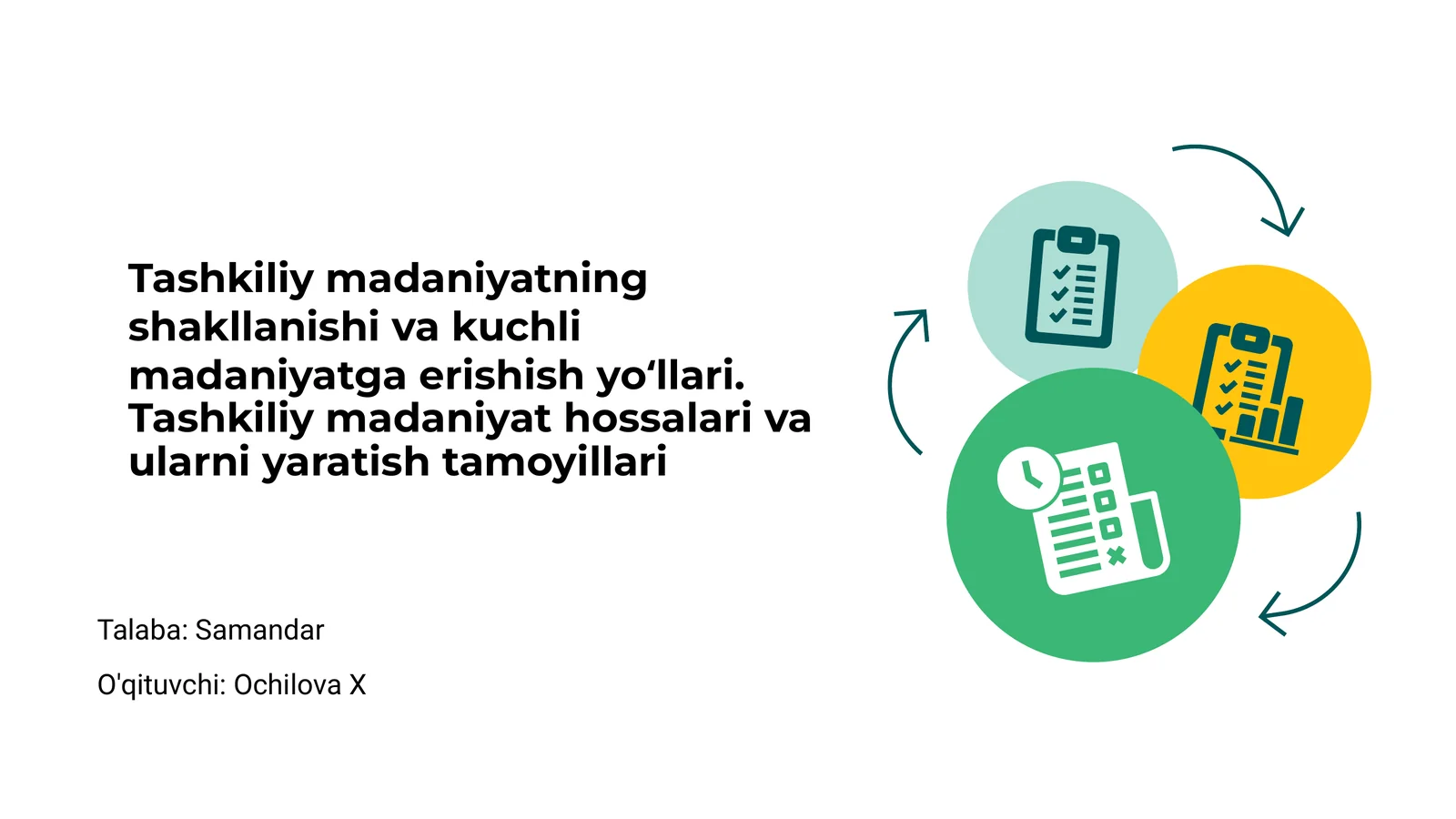 Tashkiliy madaniyatning shakllanishi va kuchli madaniyatga erishish yoʻllari