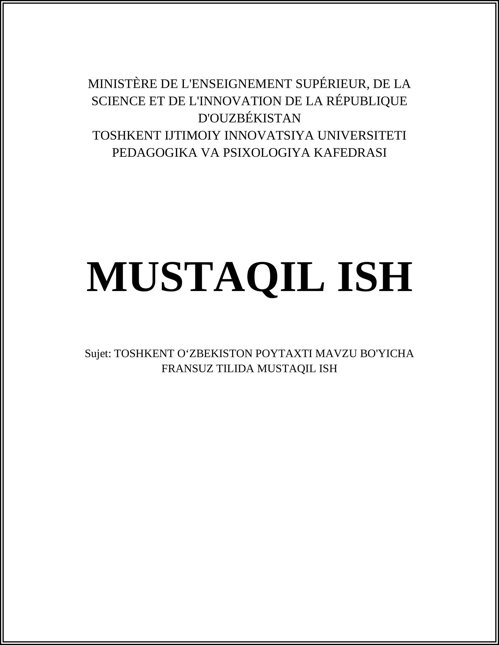 TOSHKENT OʻZBEKISTON POYTAXTI