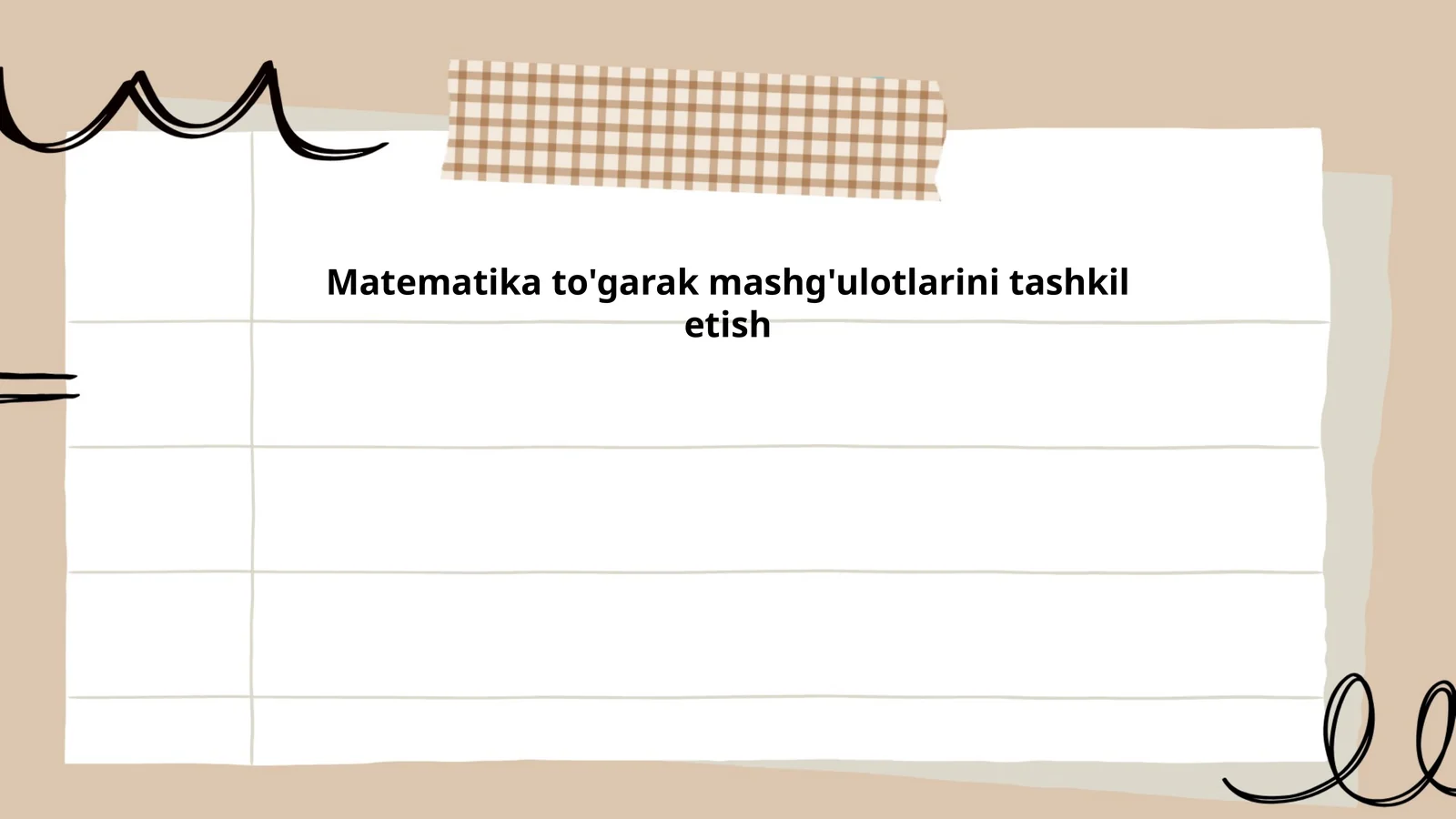 Matematika to'garak mashg'ulotlarini tashkil etish