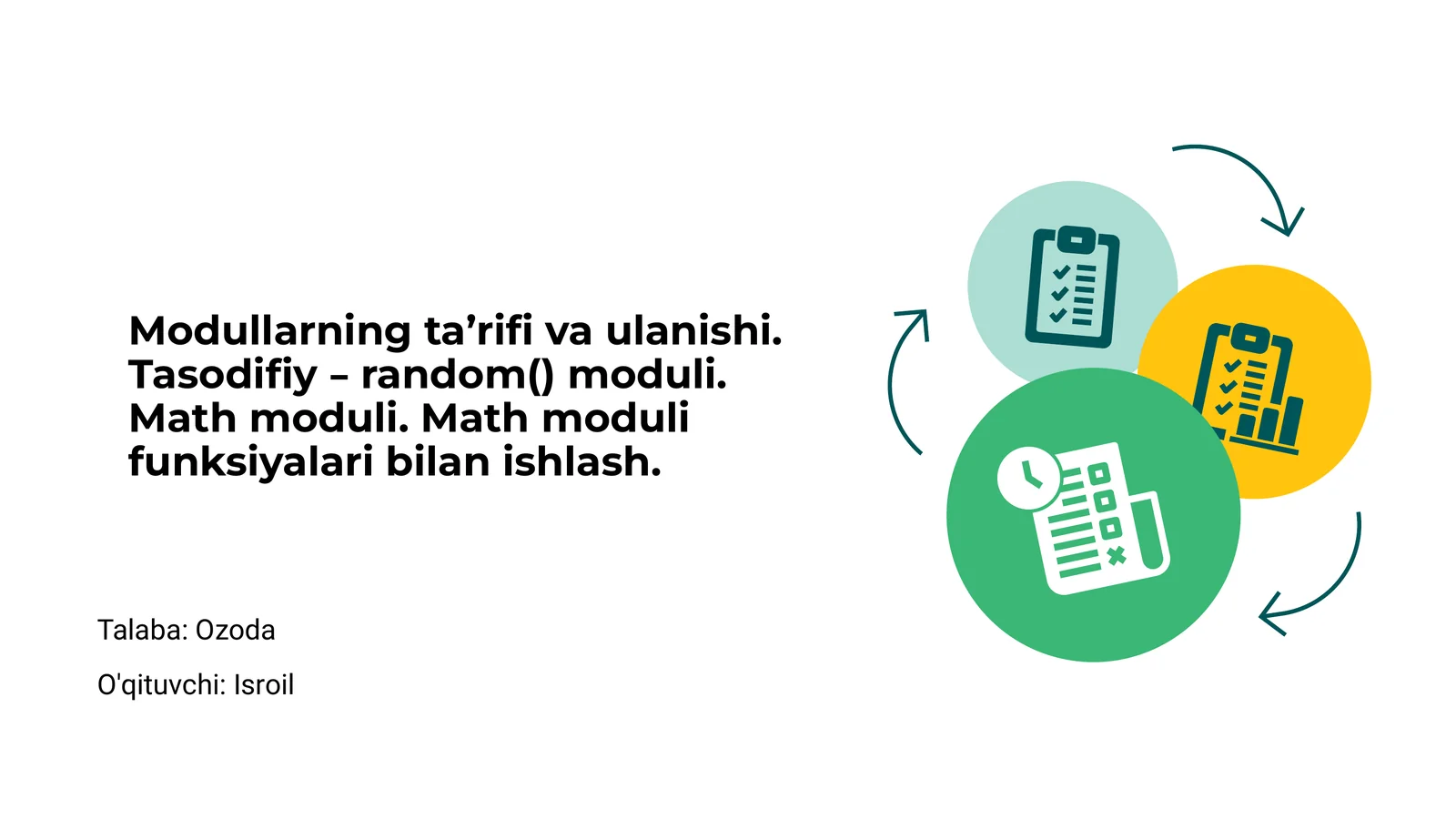 Modullarning ta’rifi va ulanishi