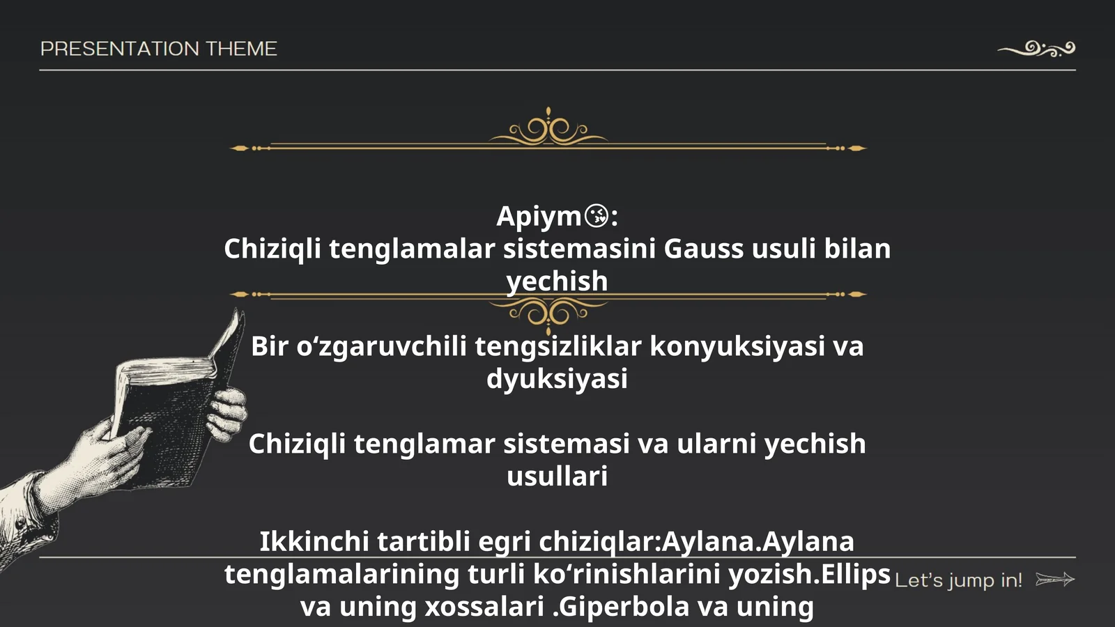 Chiziqli tenglamalar va ularni yechish