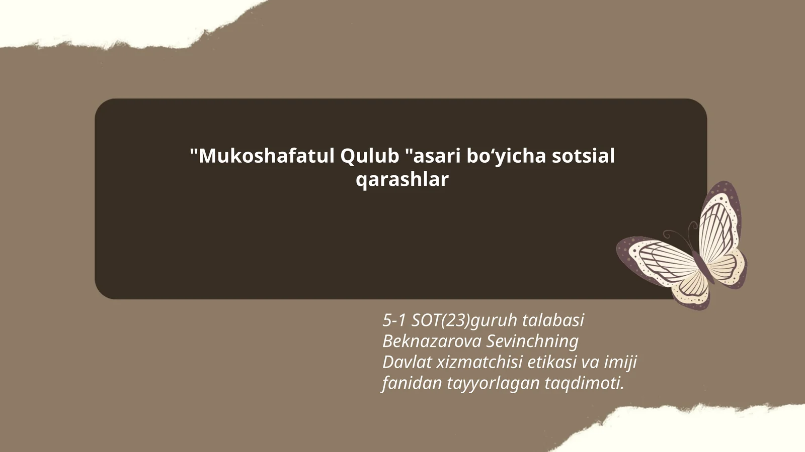 Mukoshafatul Qulub asari boʻyicha sotsial qarashlar