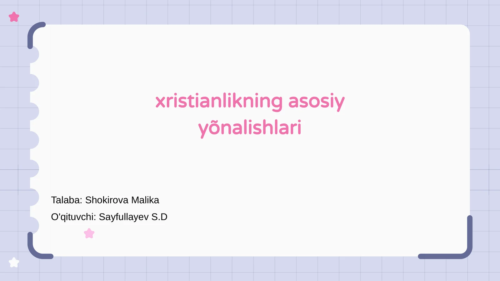 xristianlikning asosiy yõnalishlari