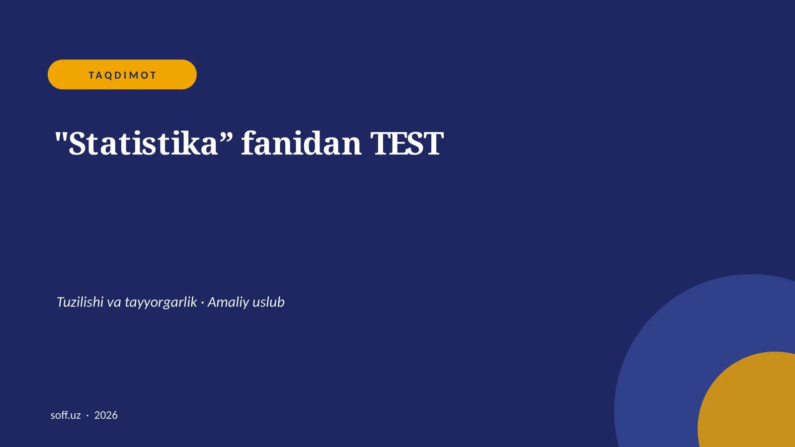 "Statistika” fanidan TEST