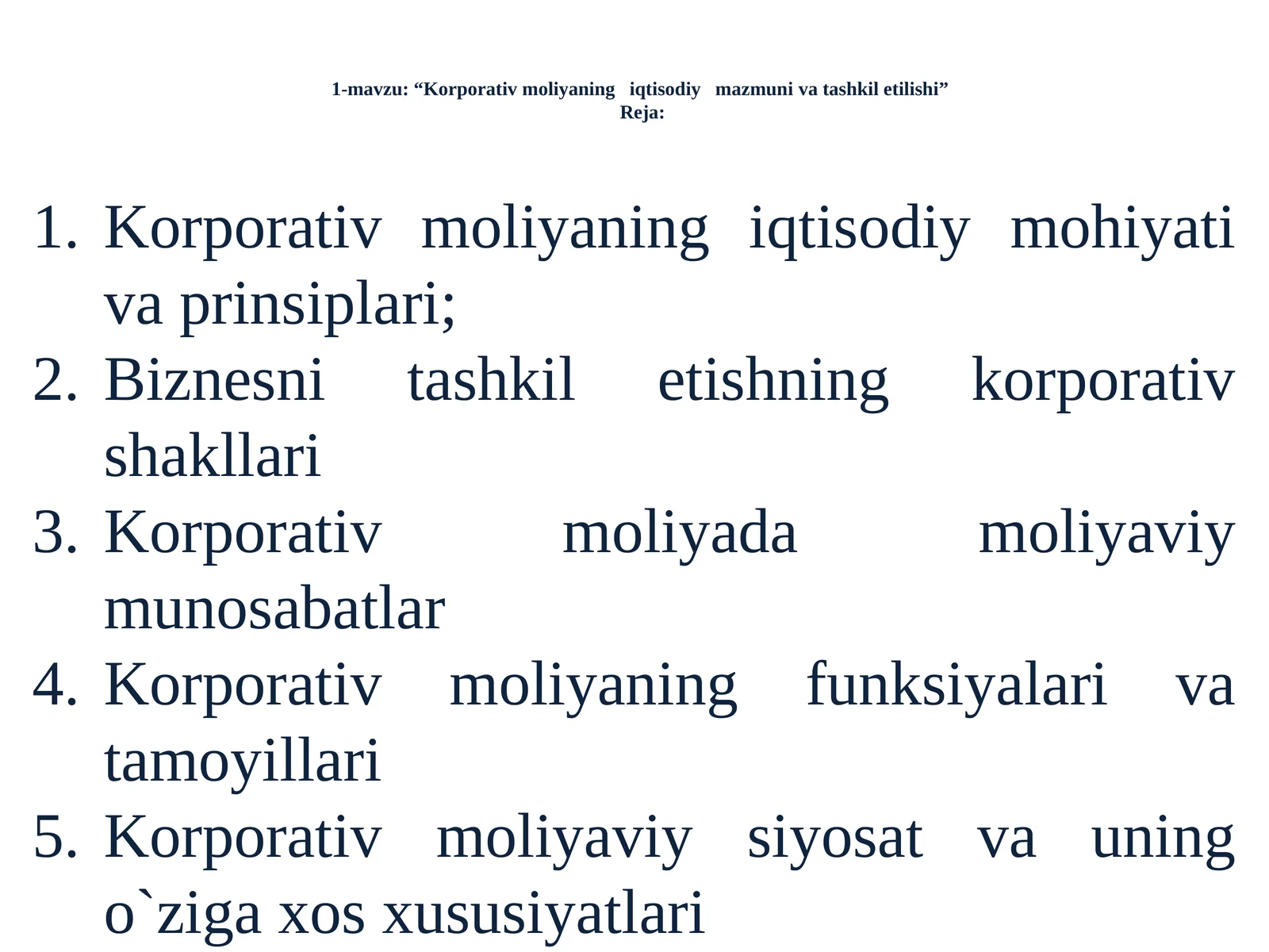 Korporativ moliyaning iqtisodiy mazmuniva tashkiletilishi