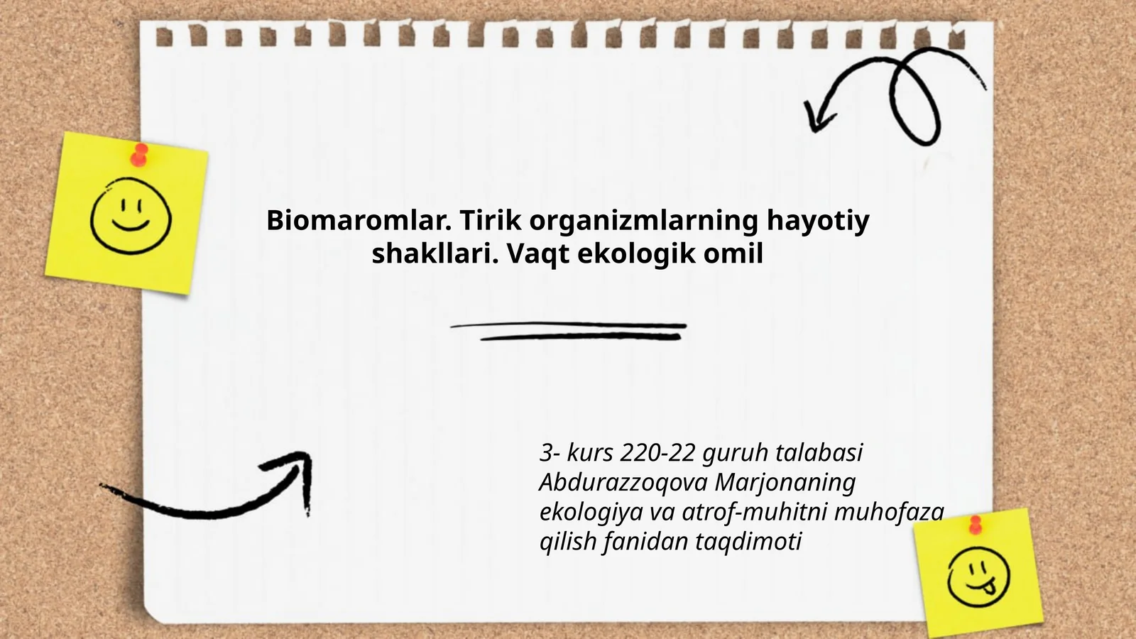Biomaromlar. Tirik organizmlarning hayotiy shakllari. Vaqt ekologik omil
